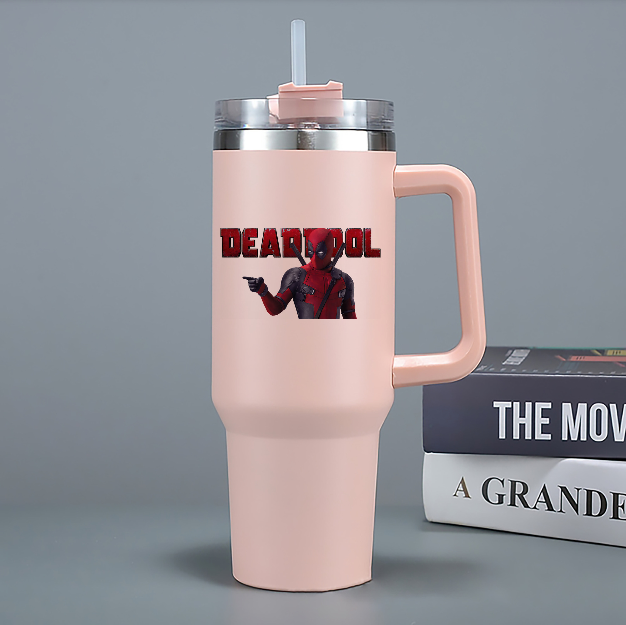 （画像用） Deadpool デッドプール 1200mL車用タンブラー - クリスタルステッカー（プラスチックストロー付き）
